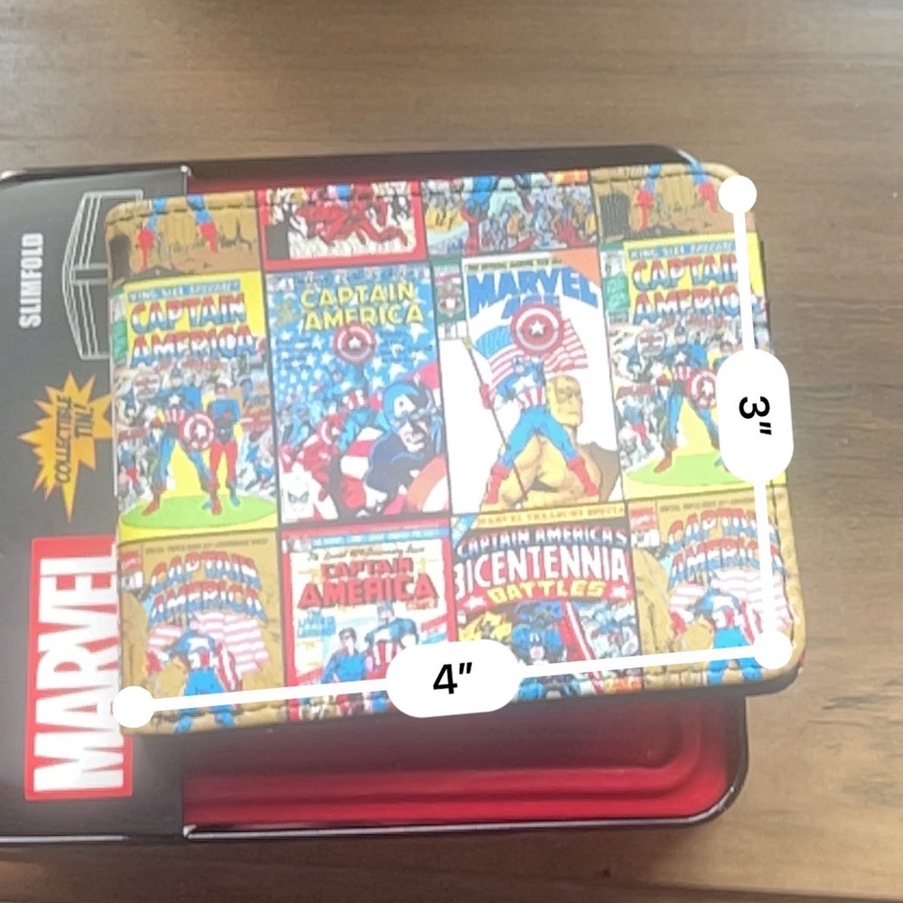 Marvel Captain America Bifold Slimfold Men Wallet In Collectible Tin Case NEW - Picture 6 of 7